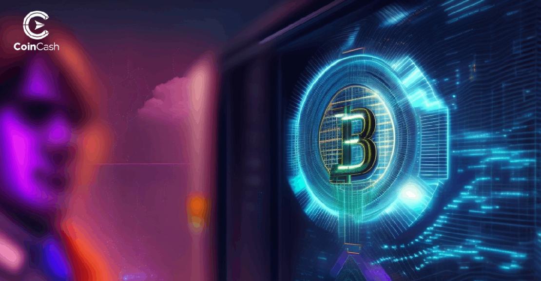 Homályos alak bitcoin logóval